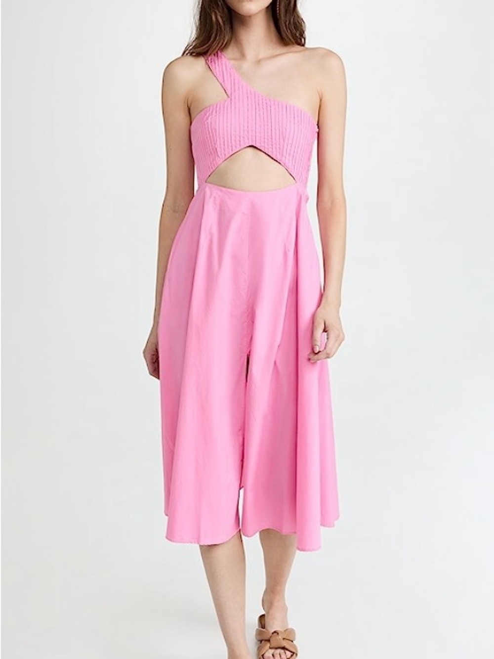 SWF Asymmetric Cut Out Midi Dress Floss Pink Summer Resort Size SM